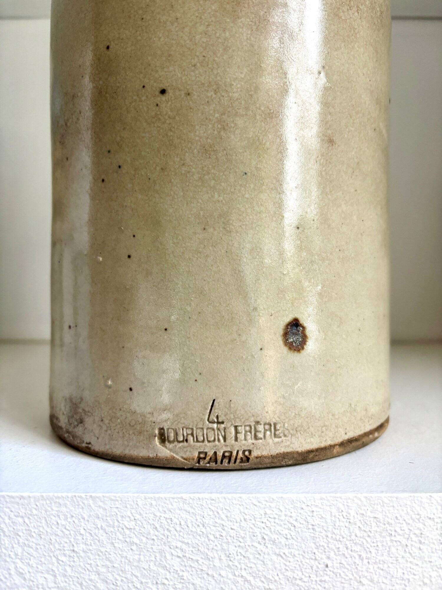 Beige glazed stoneware mustard pot n°5