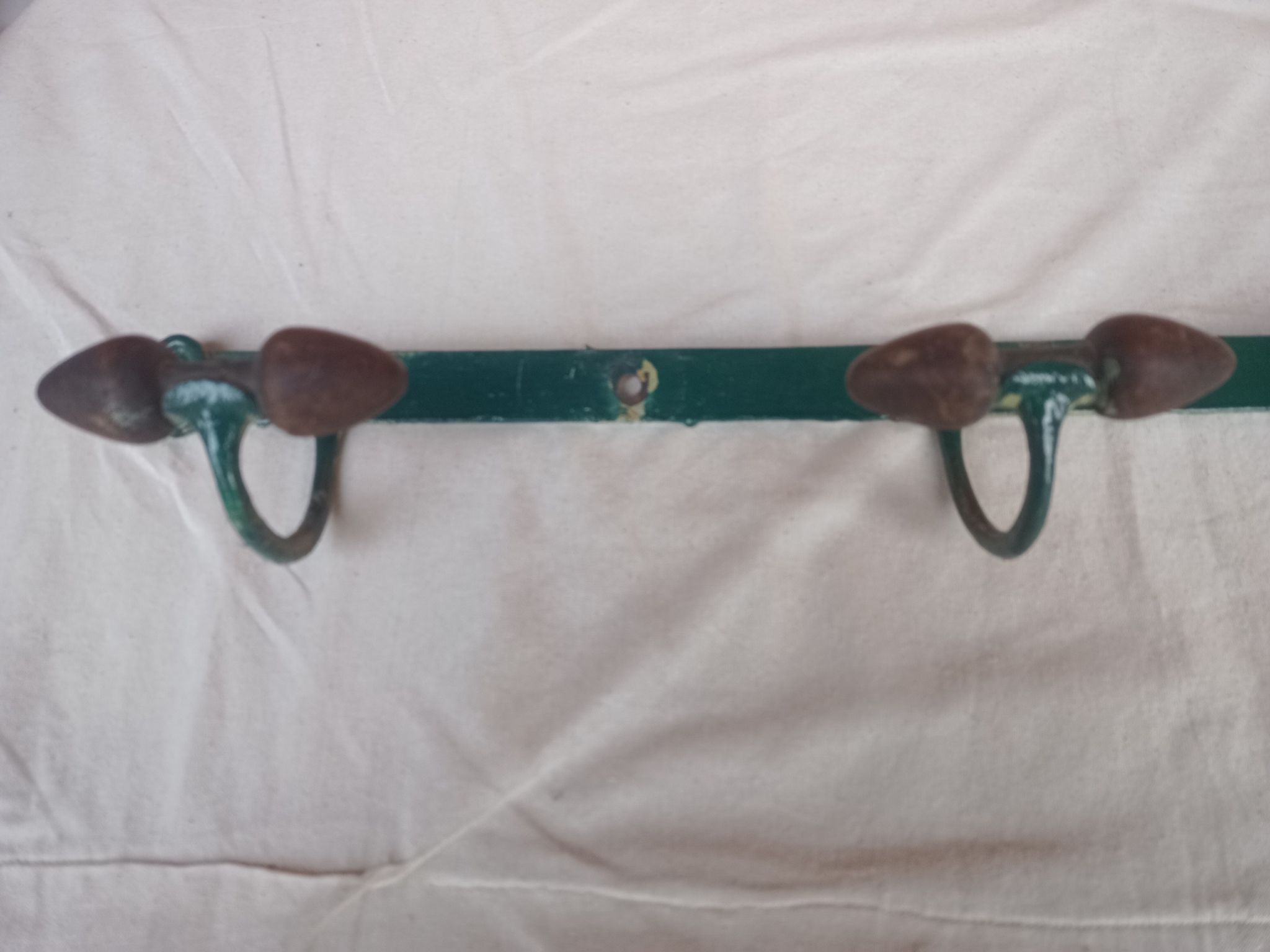 Wall coat rack in metal and old wood