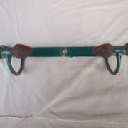 Wall coat rack in metal and old wood