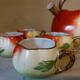 Vintage French Liquor Set by Lucien Michelaud for Limoges, apple shaped