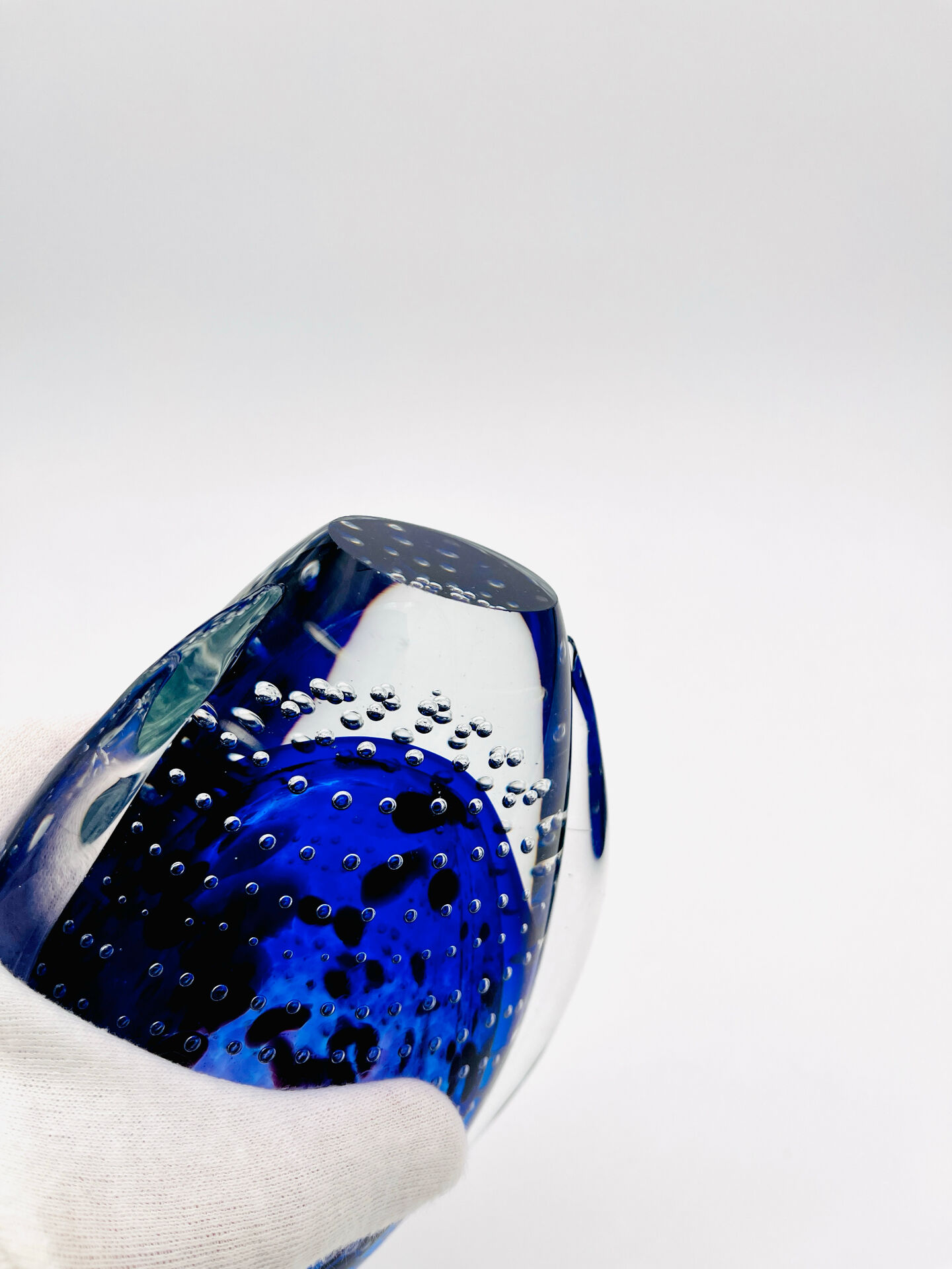 Murano Vase Sommerso Bullicante Cobalt Blue 1960s