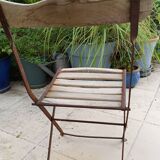 Folding wooden slatted garden chair