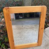 Scandinavian rectangular rounded pine mirror 50x62cm