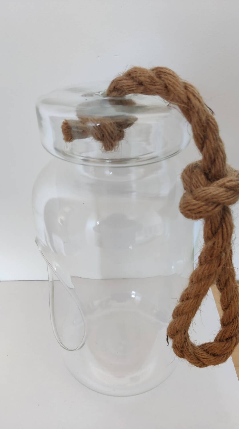 Large hanging glass vase