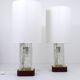Pair of large glass ice table lamps by J.T. Kalmar "Frankenberg" with illuminated base.