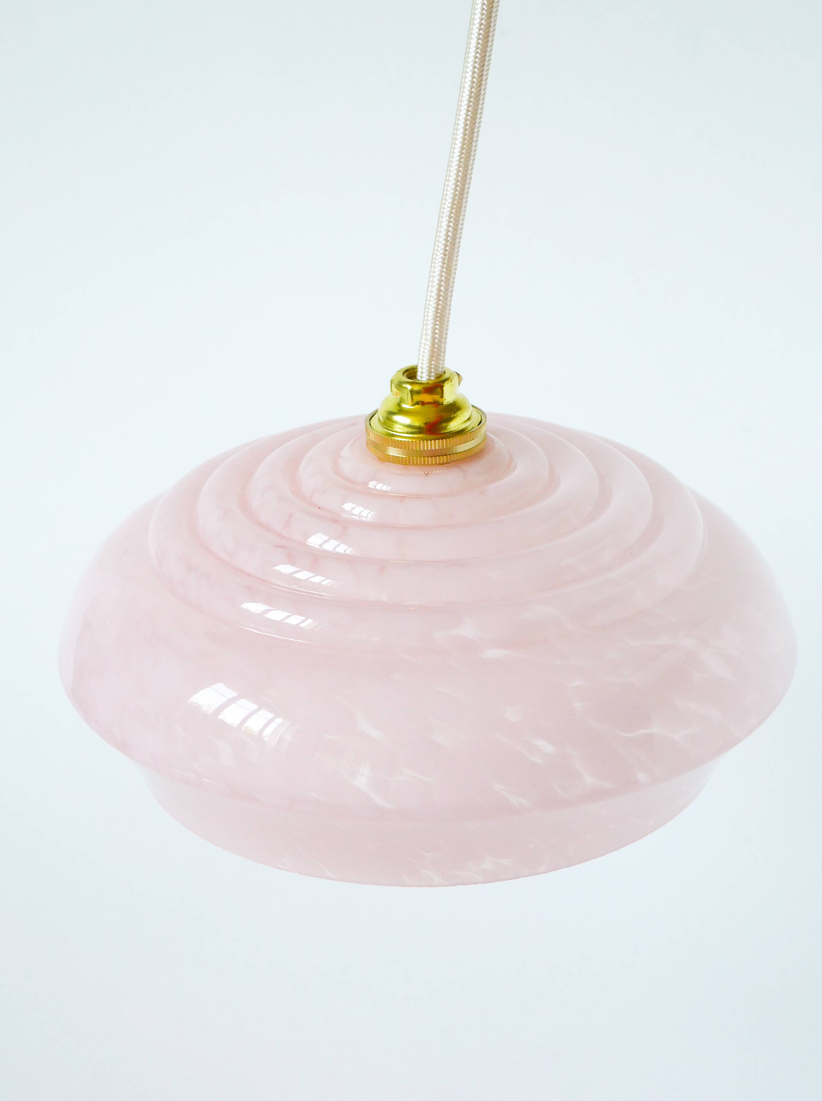 Clichy glass pendant, Candy Pink, Art Deco, 1930