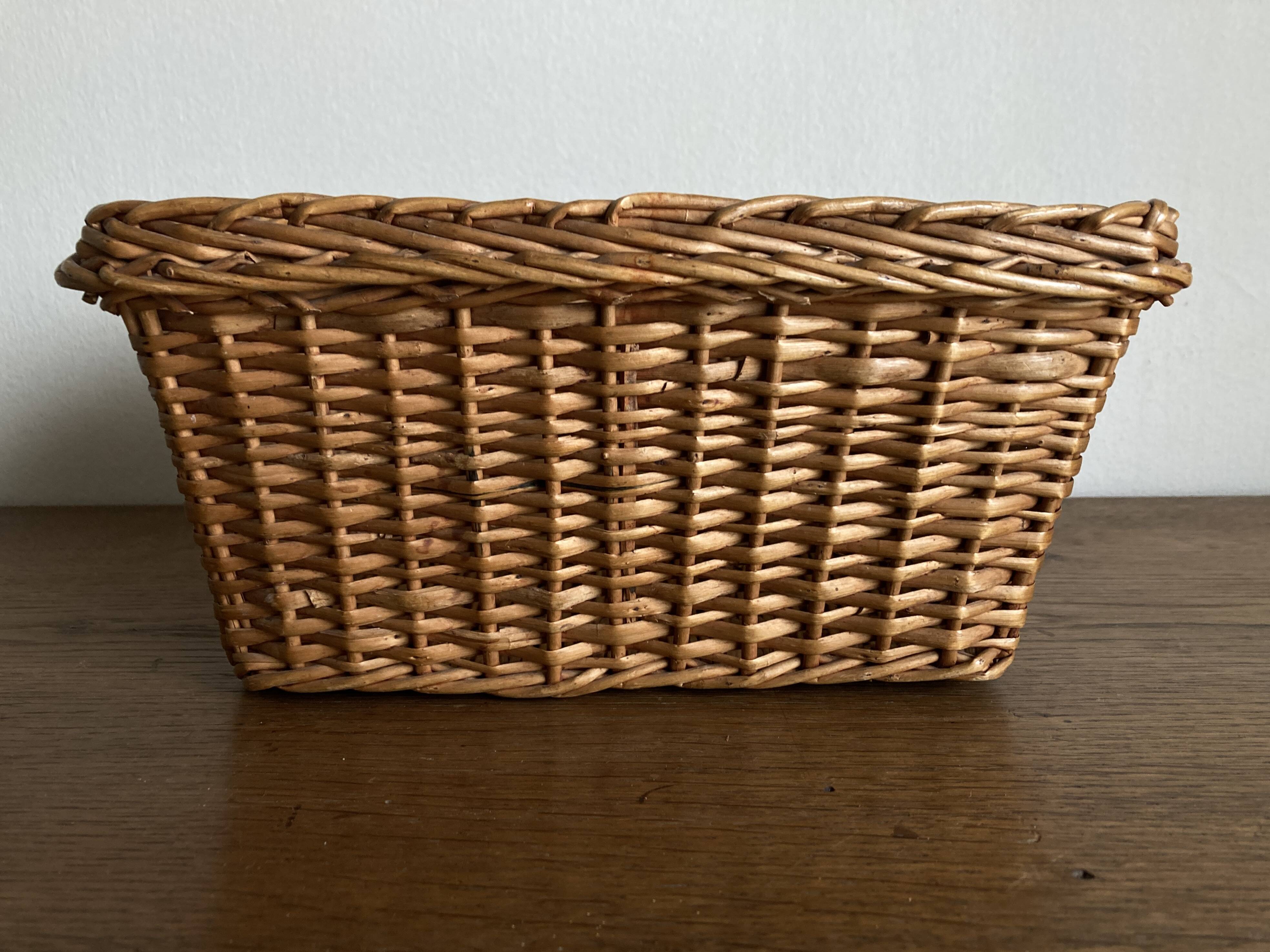 Antique rattan storage basket by basket makers XS