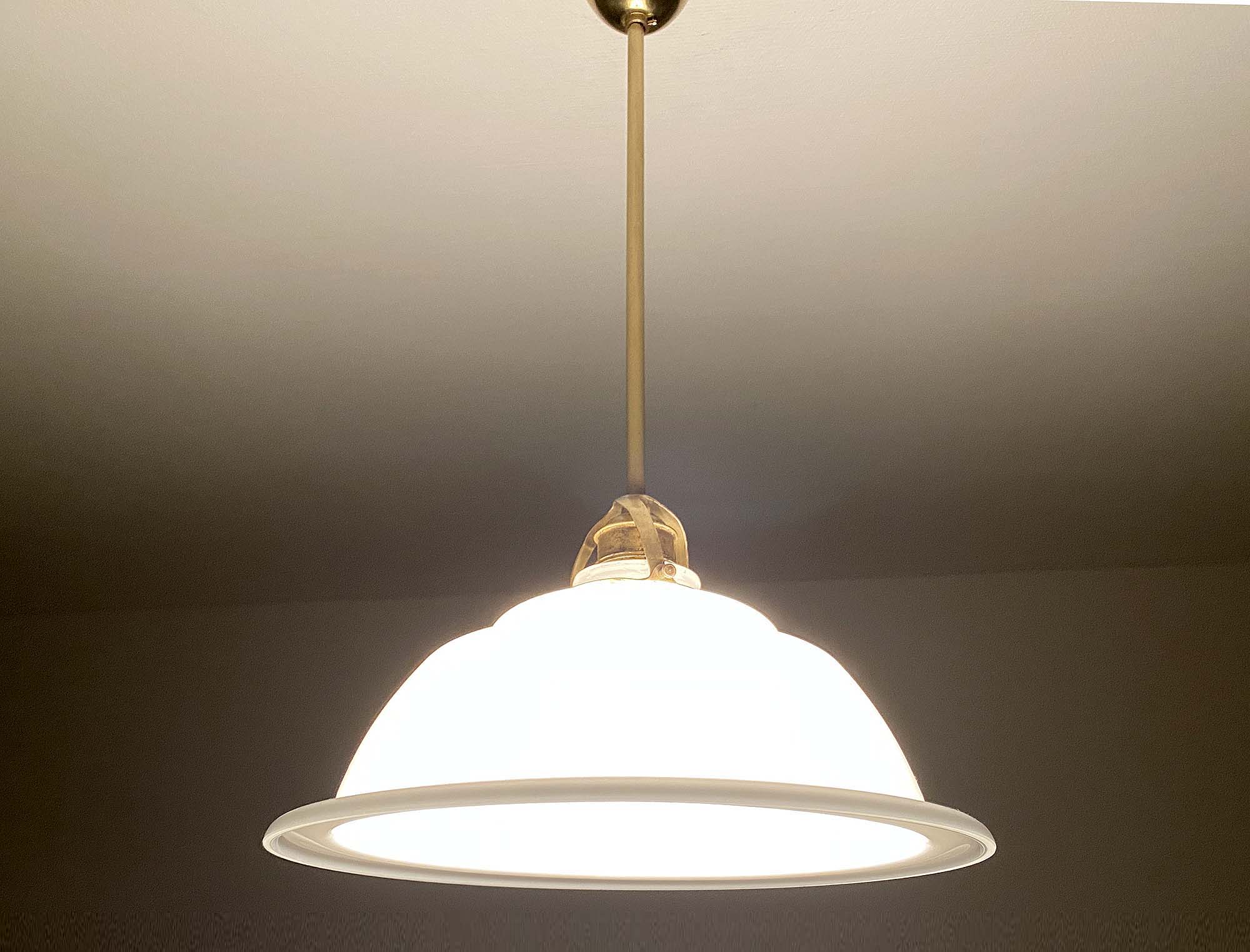 Art Deco pendant lamp, brass glass