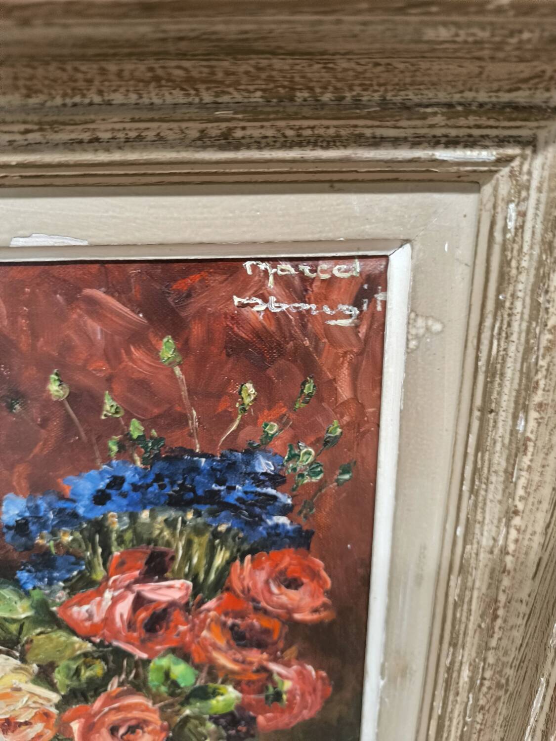 Painting of a still life with roses and flowers by Marcel Abougit