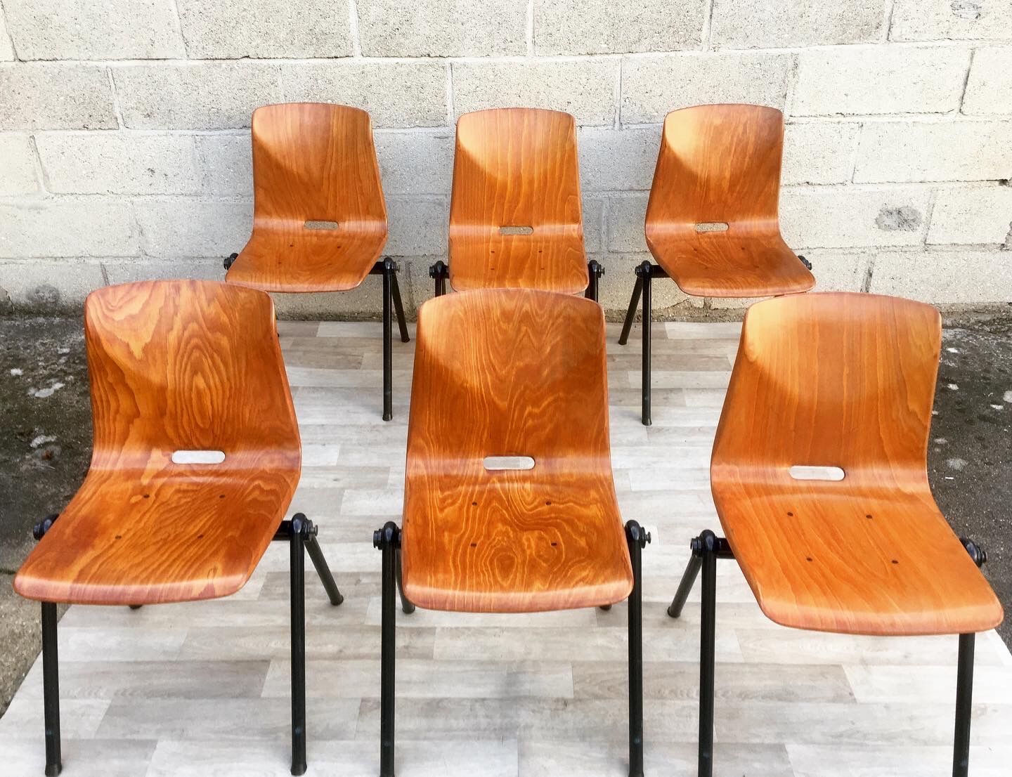 Set of 6 Galvanitas S30 industrial chairs