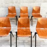 Set of 6 Galvanitas S30 industrial chairs