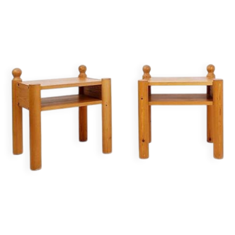 20th-Century Swedish Nightstands in Solid Pine, Set of 2