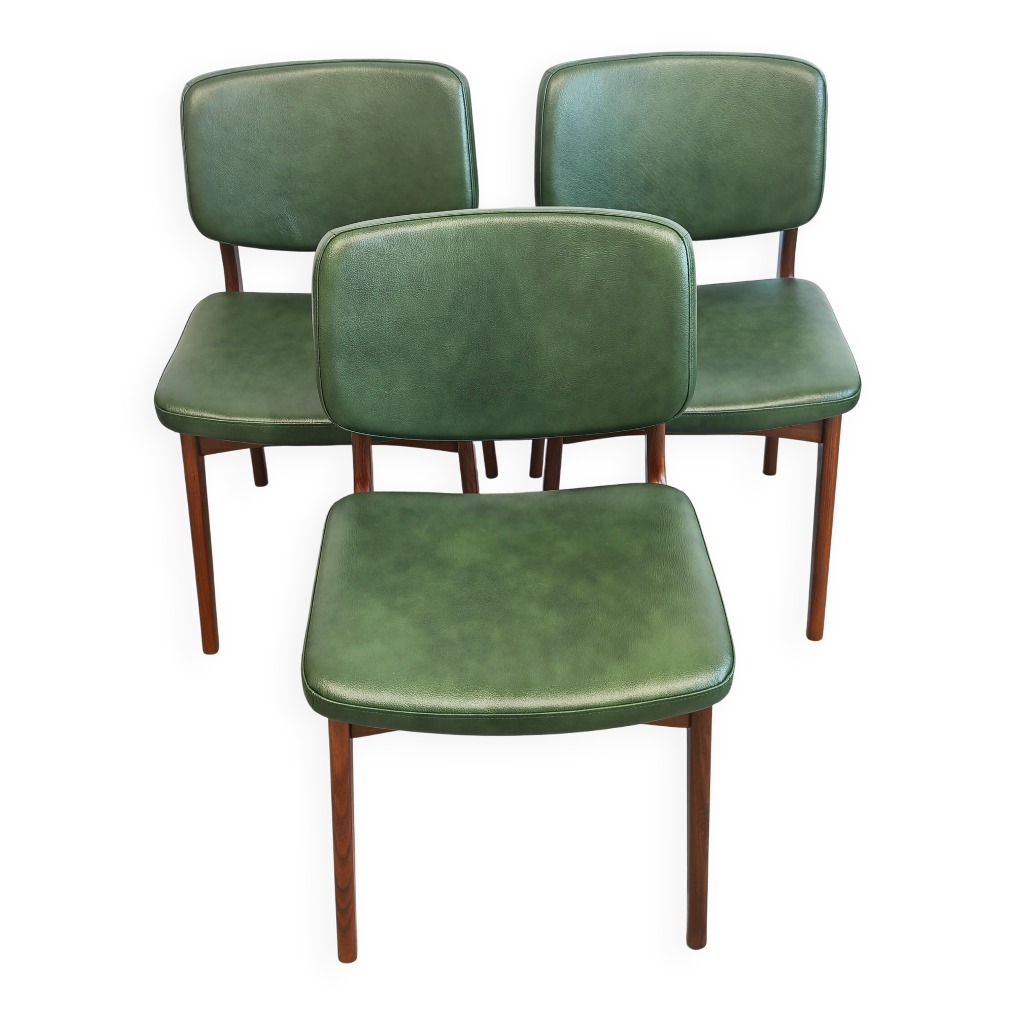 Mid-Century Modern dining chair in teak and leather, Denmark 1960s