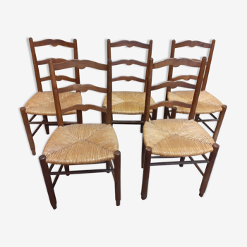 Lot de 5 chaises paillées