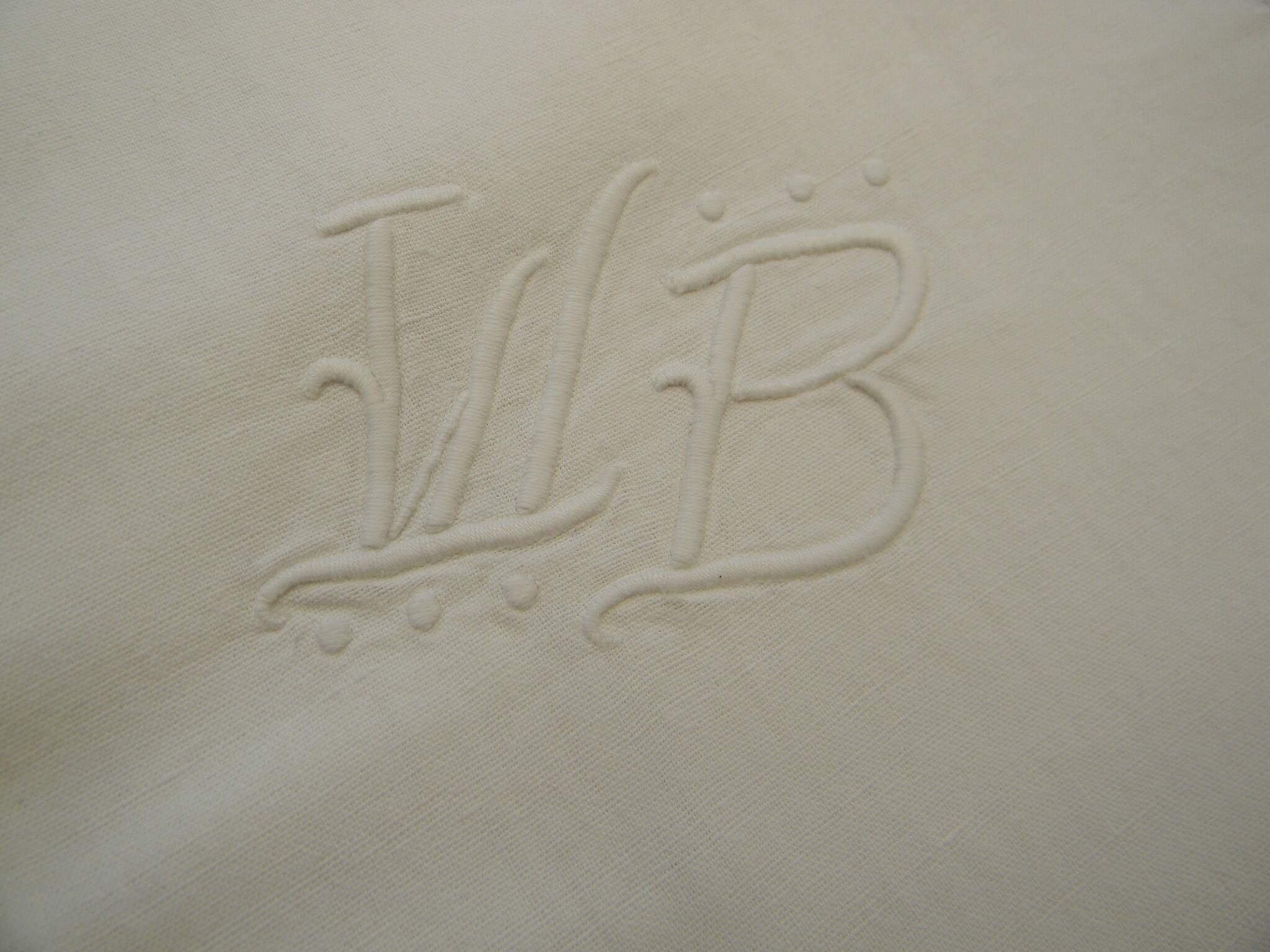 Pair of old ladder days pillowcases. WB monogram.