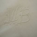Paire de taies d'oreiller anciennes  jours échelle. Monogramme WB.