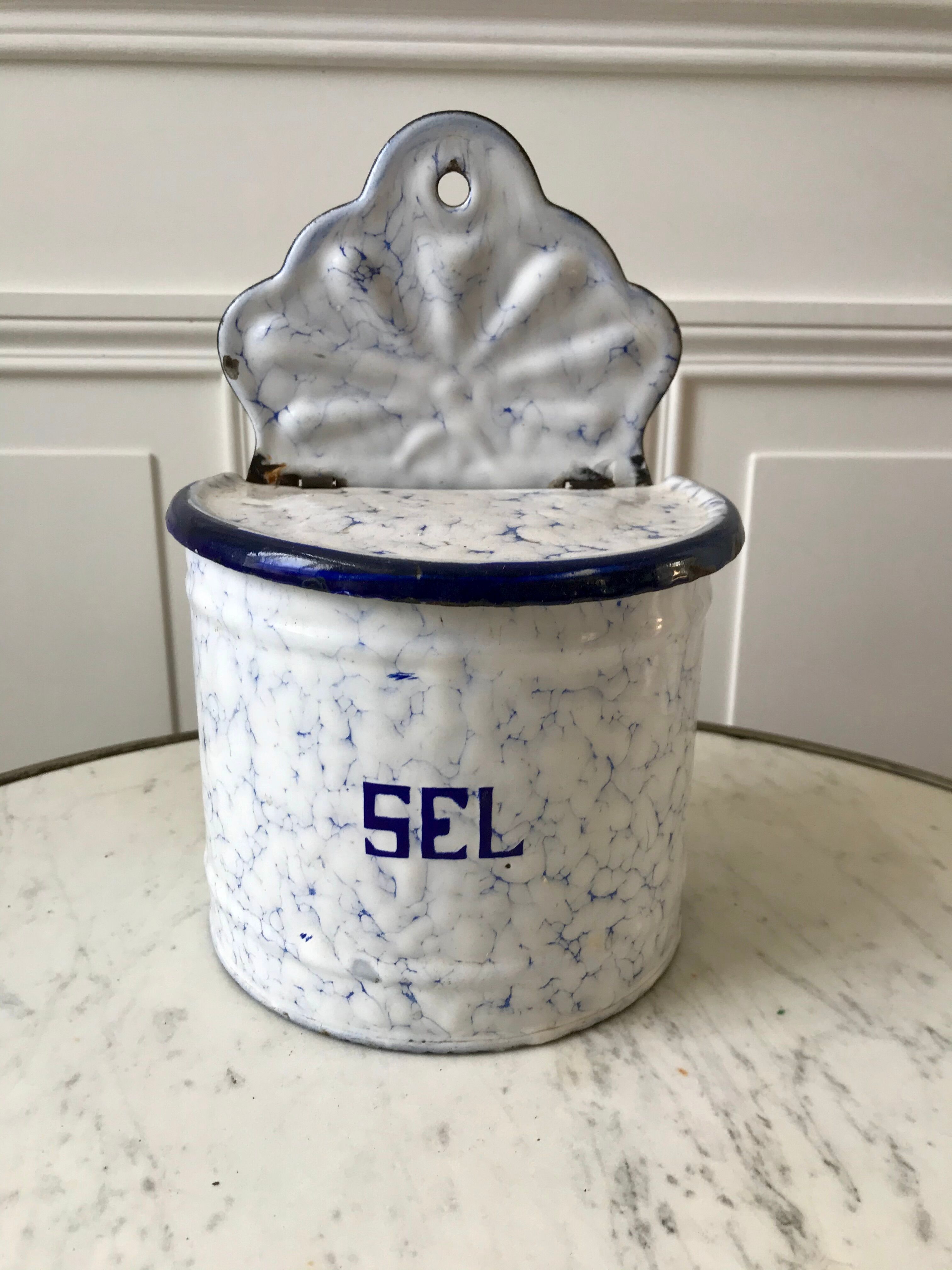 enamelled salt jar to be fixed early twentieth century