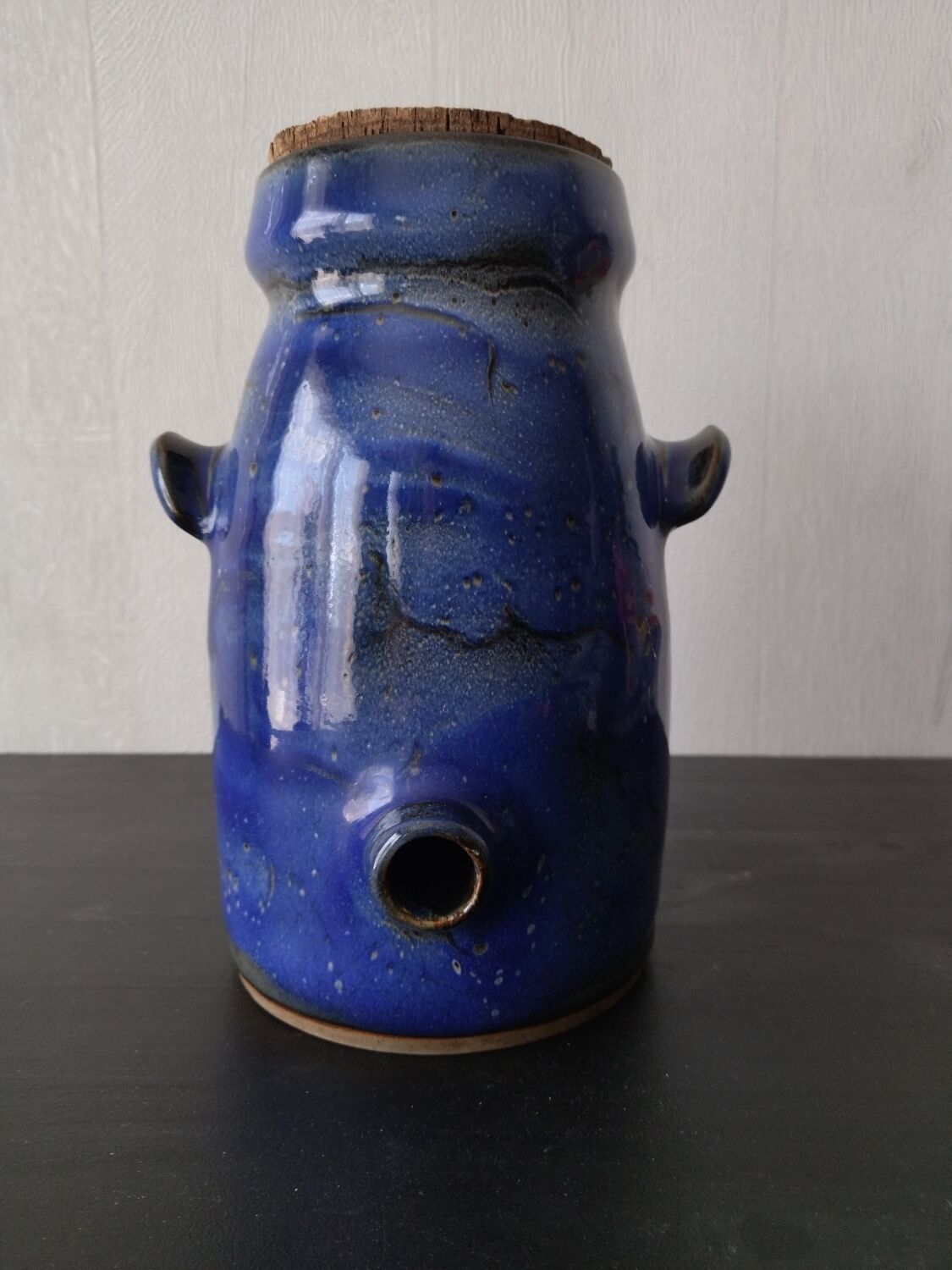 Vinaigrier in blue ceramic signed Couffil