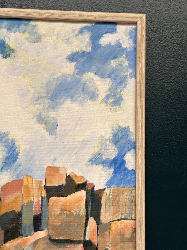 Original Swedish Oil on Canvas – "Landscape" by Eva S. – Signed – Vintage & Framed – 52 × 34 cm (20.5" × 13.4")