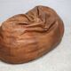 XL leather pouf, 70s, Italy.