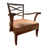 Armchair, beech and velvet trim, circa 1950