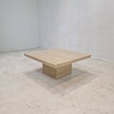 Table Basse Carrée Italienne en Travertin, 1980s