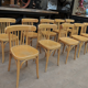 Set of 10 curved beech bistro chairs from the 1950s