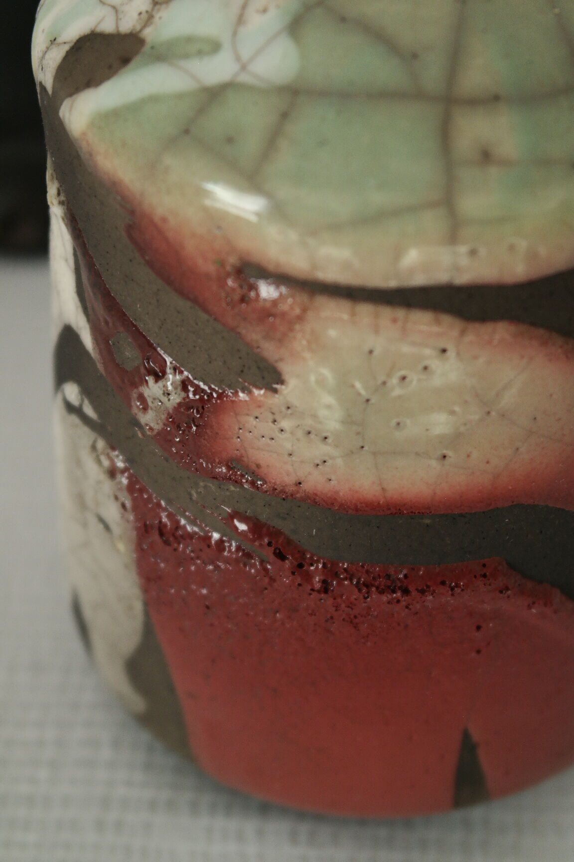Polychrome raku vase