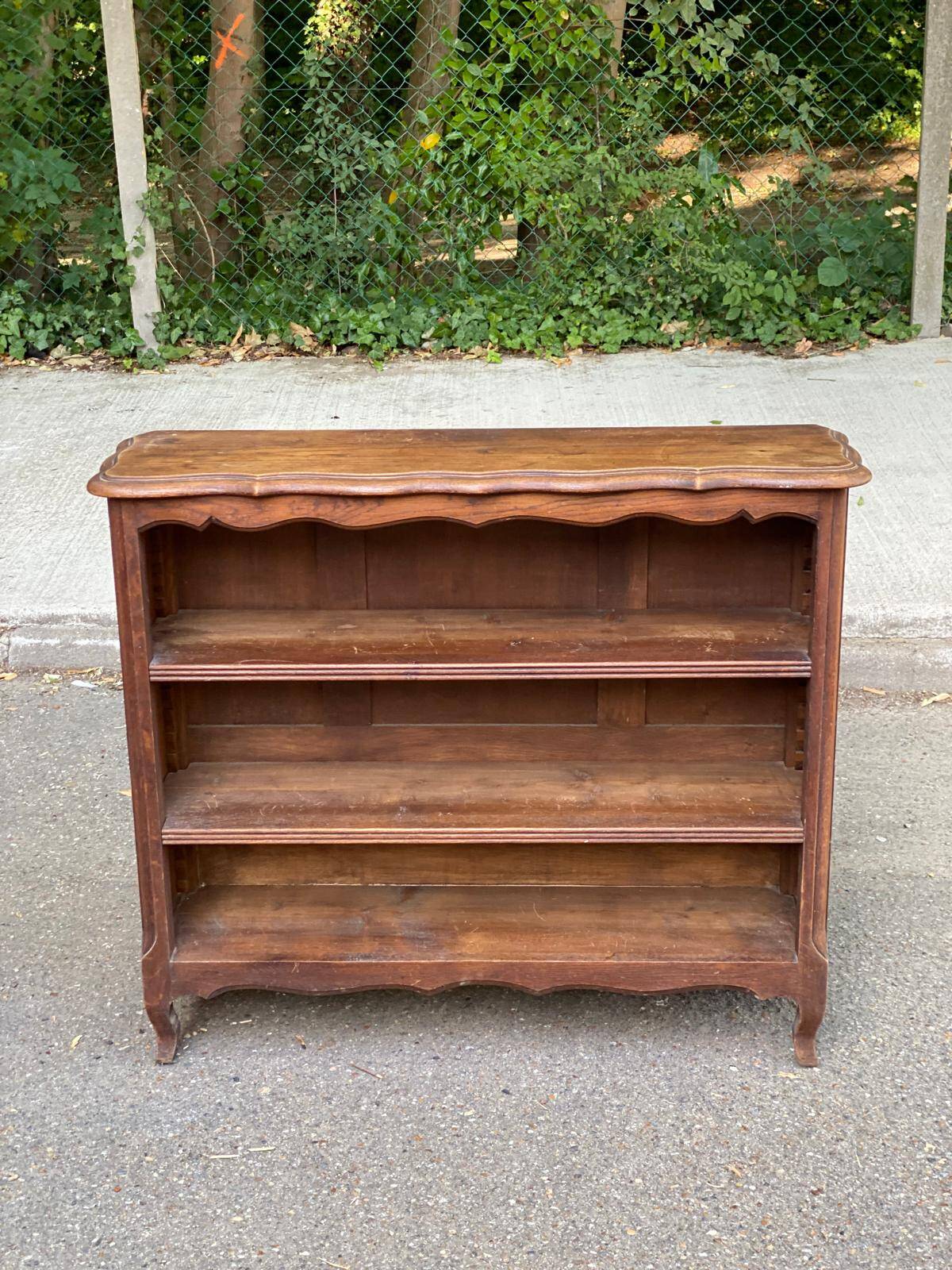 Bibus Louis XV bookcase in solid wood, dark oak finish, 19th century