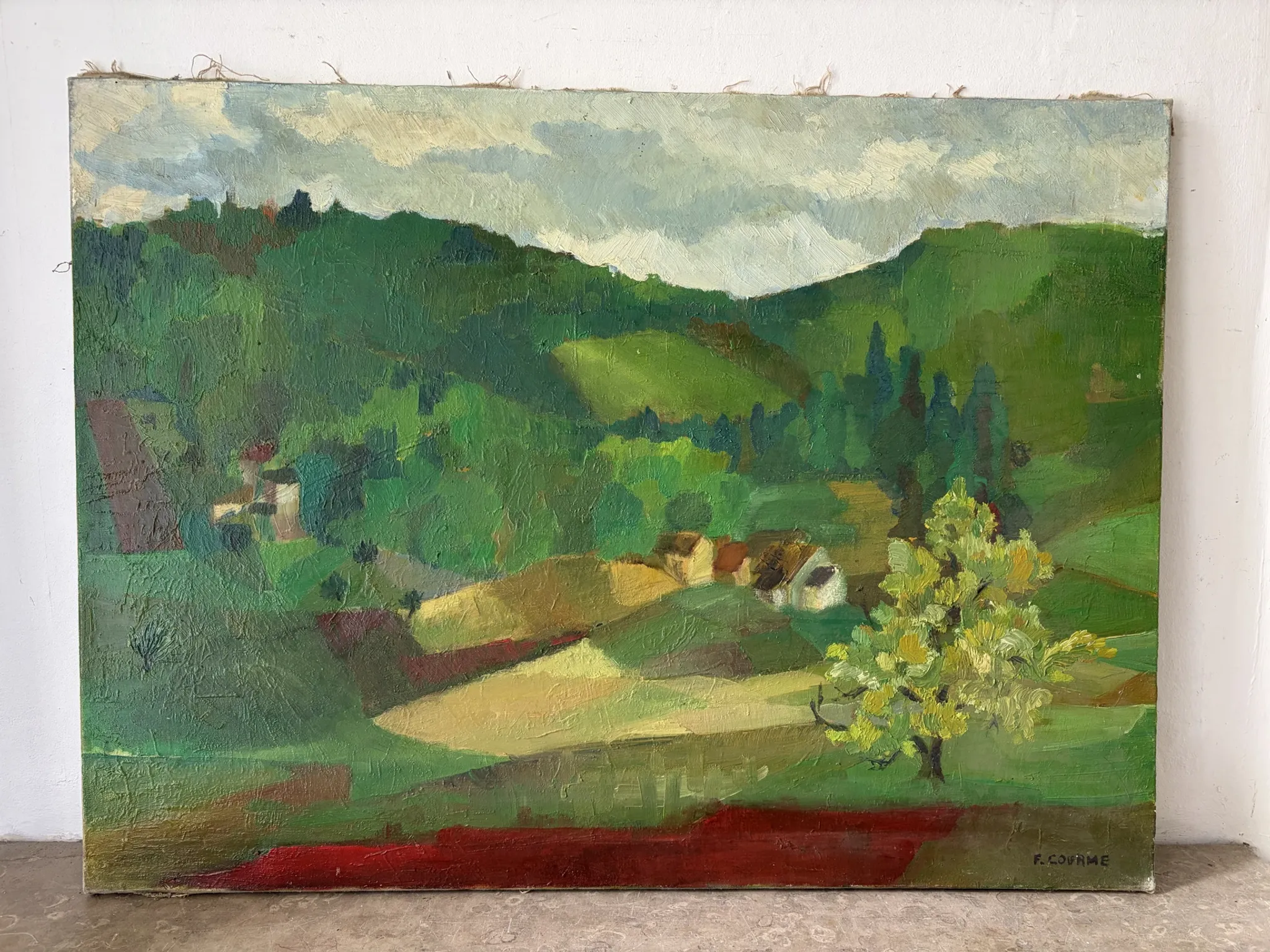 Lush landscape, oil on canvas signed F Courme