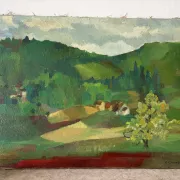 Lush landscape, oil on canvas signed F Courme