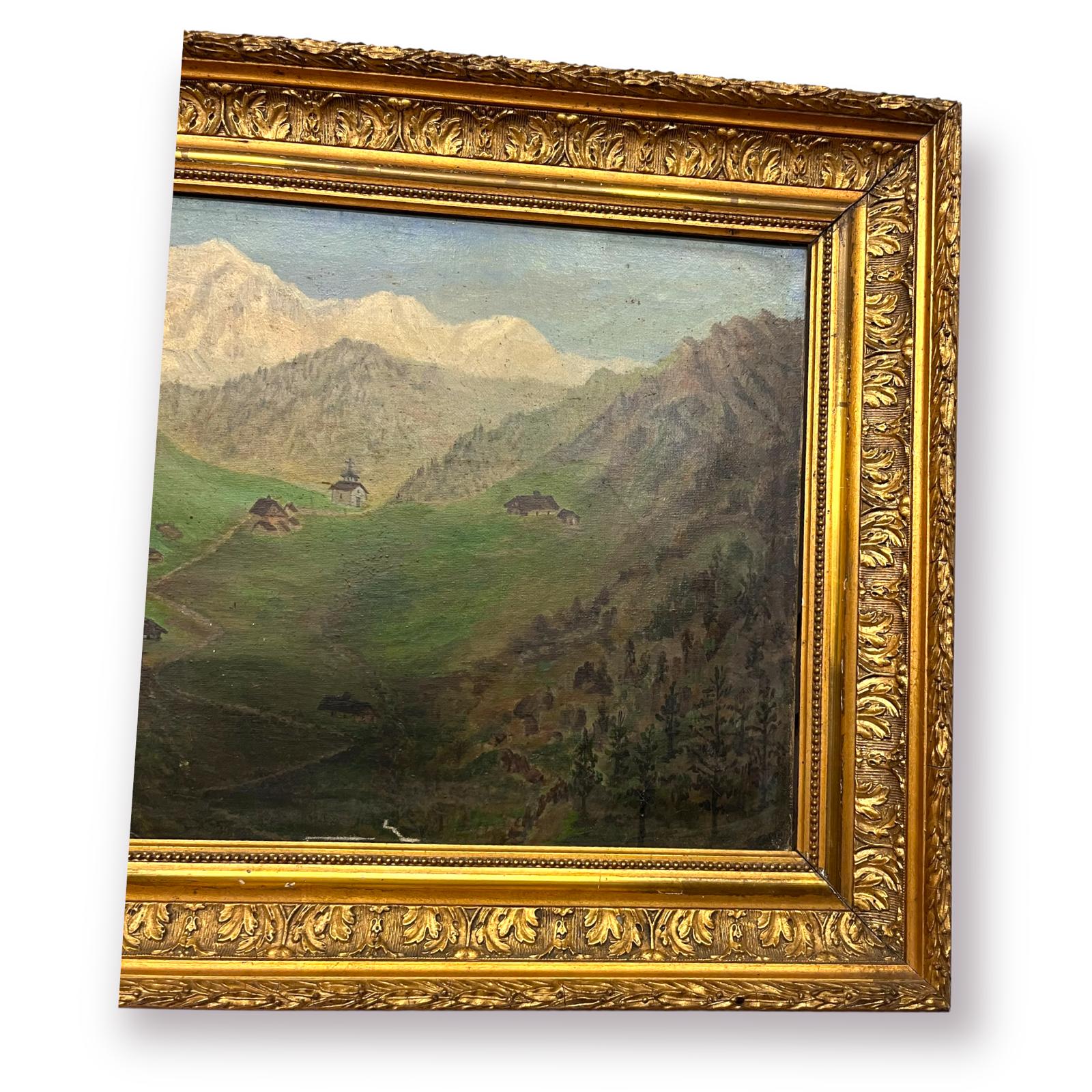 Oil on canvas of the Col des Aravis in Haute-Savoie