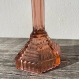 Bougeoir Rosaline verre rose art déco