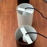 Minimalist cylindrical pendant light from the mid-century in metal by Eila & John Meiling for Louis Poulsen, set of 3.