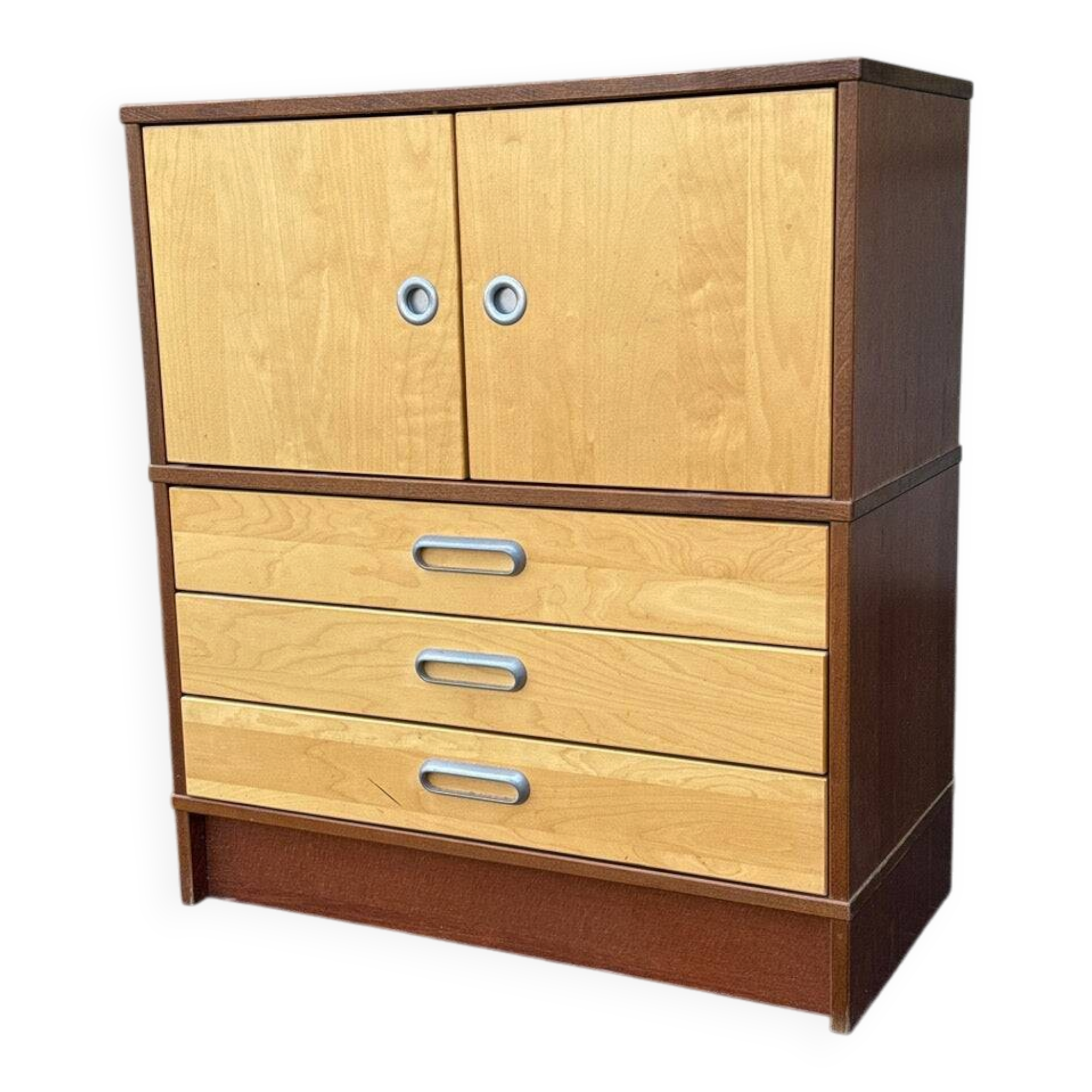 Brown storage unit – Ikea Effektiv – Storage – Two-tone wooden desk cabinet