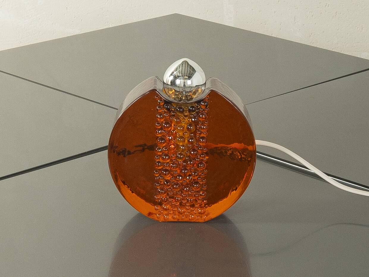 Sculptural table lamp by Doria Leuchten, space age, orange glass, Germany, 1970s