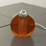 Sculptural table lamp by Doria Leuchten, space age, orange glass, Germany, 1970s