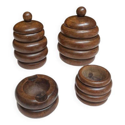 Nécessaire de fumeur Art déco en bois cendrier Art Déco Boîte en bois 1930