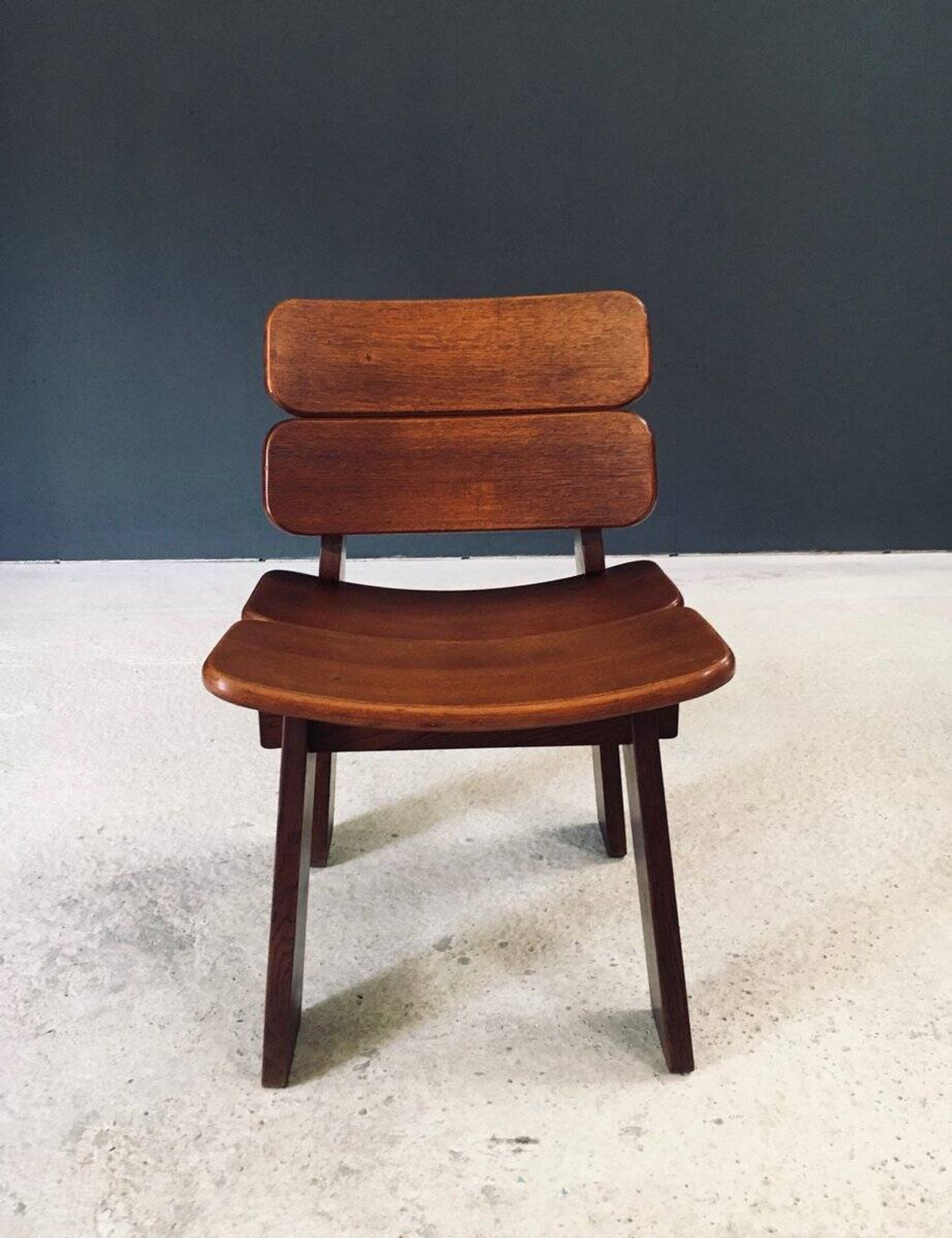 Constructivist Oak Dining Chairs, Belgium, 1960s, Set of 4