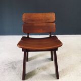 Constructivist Oak Dining Chairs, Belgium, 1960s, Set of 4