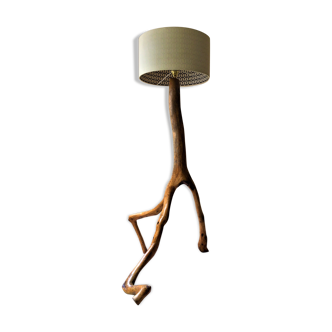 Old tripod lamp in olive wood