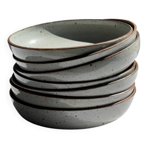 Lot de 7 assiettes creuses - gris