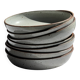 Set of 7 handmade grey glazed ceramic deep plates D18.5 H5.