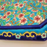 Glazed ceramic trivet, Longwy enamels, art deco