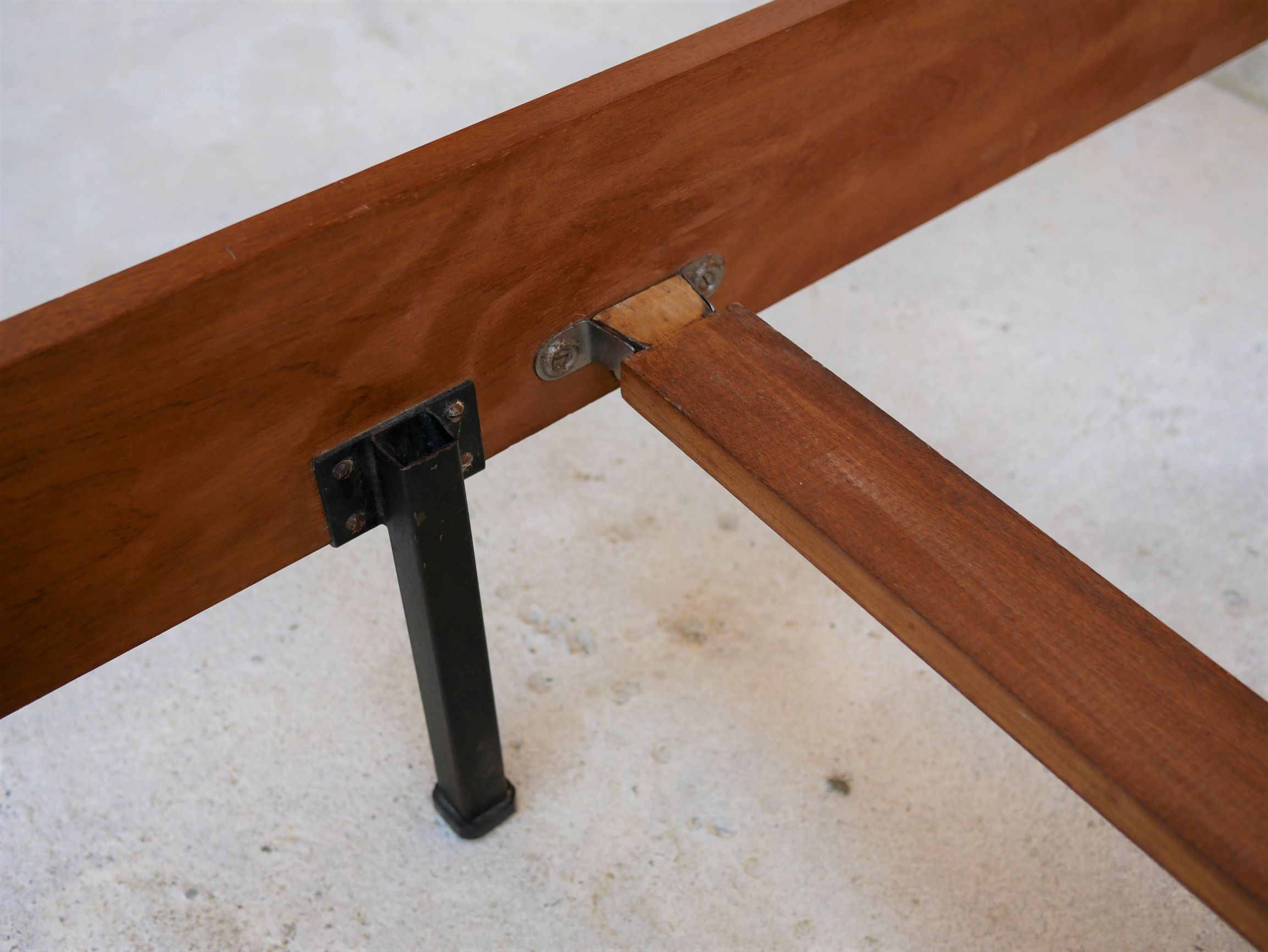 With suspended nightstands vintage teak bed