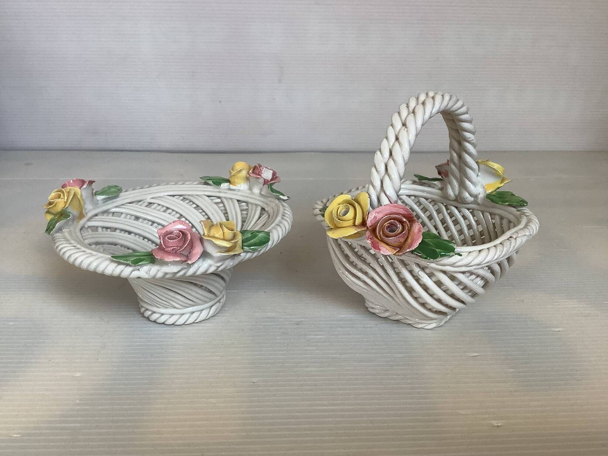 Paire de vide poches en céramique tressée