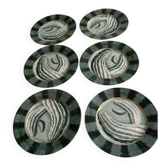 6 assiette à dessert en porcelaine Cactus d'Hilton Mc Connico pour Daum