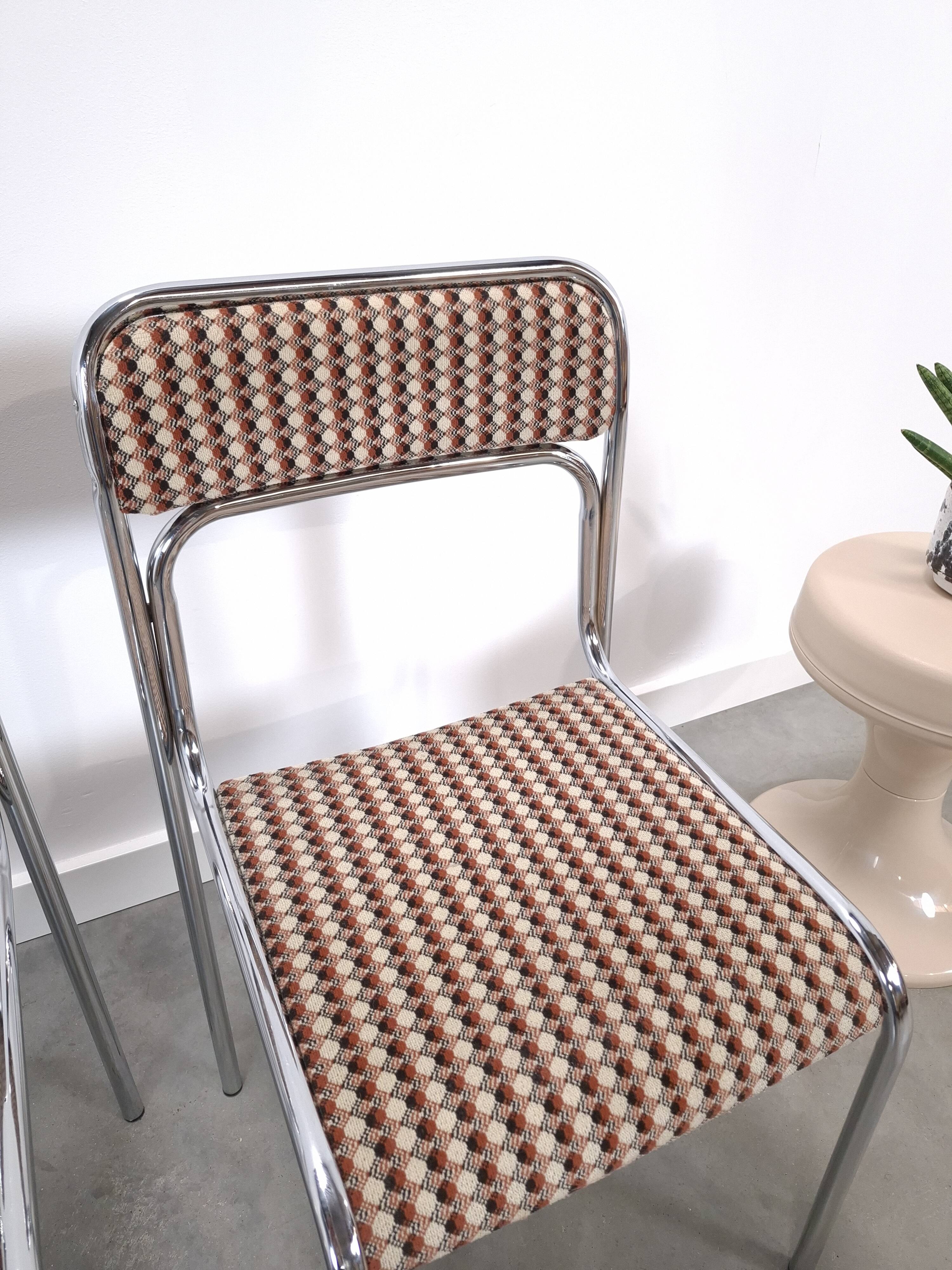Space Age set 3x Bauhaus chromen buisframe stoelen