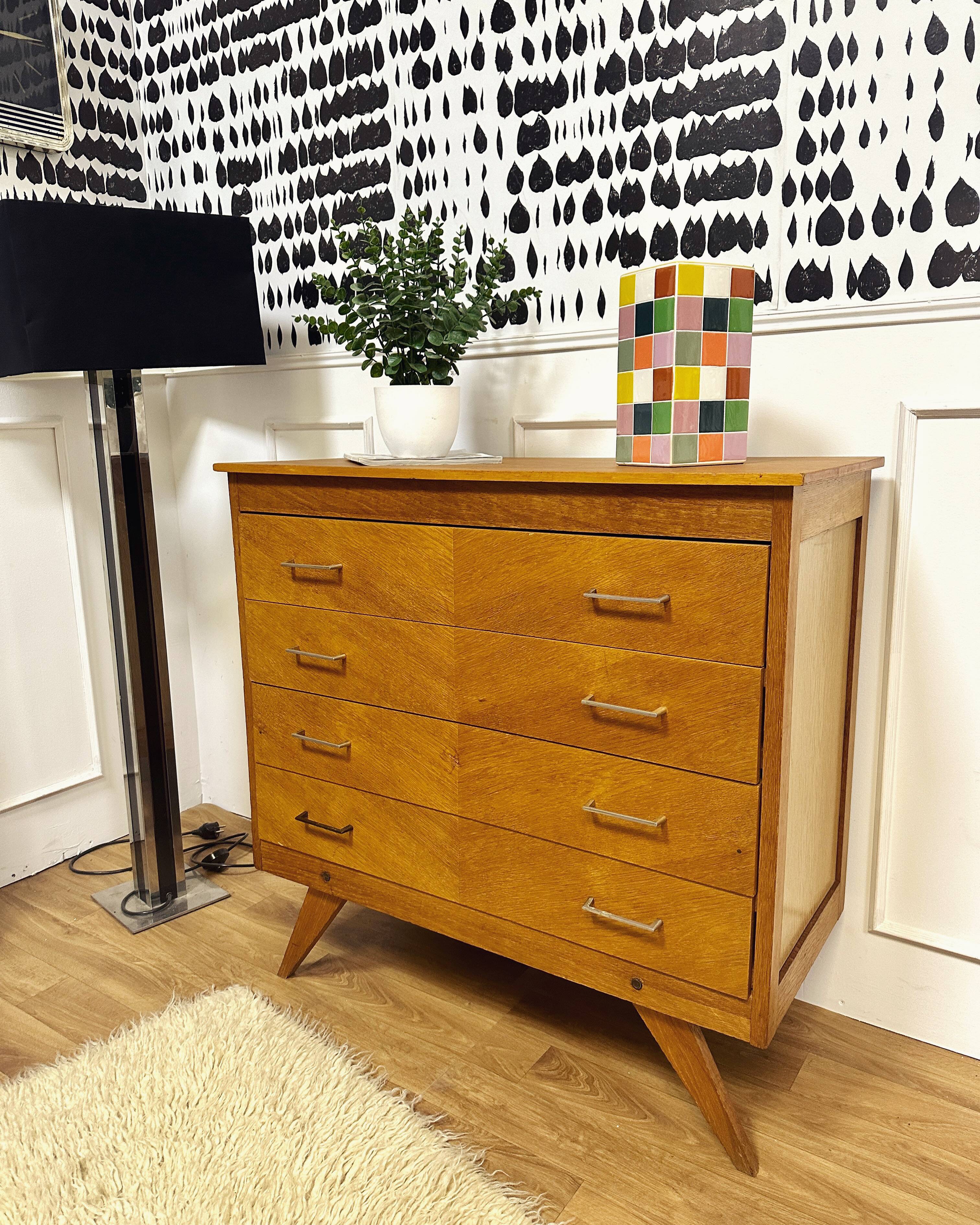 Vintage chest of drawers compass feet