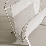Vintage French Mid Century Mathieu Matégot White Metal Magazine Rack, 1950s